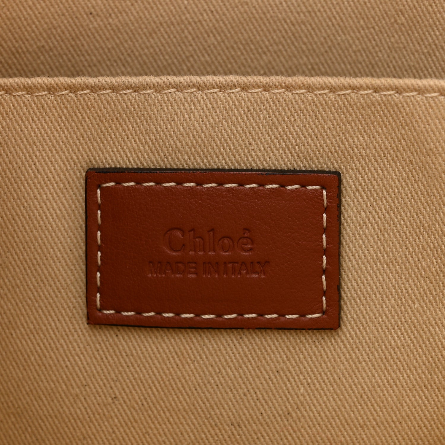 Chloe Cotton Calfskin Medium Woody Ribbon Tote White Brown 6 of 10