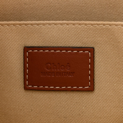 Chloe Cotton Calfskin Medium Woody Ribbon Tote White Brown 6 of 10