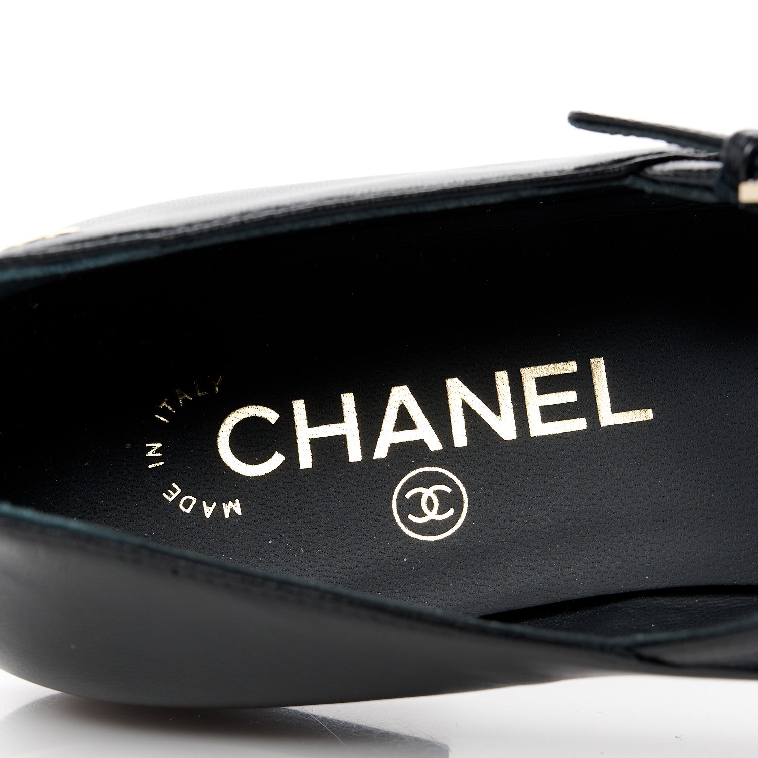 Chanel Goatskin Grosgain Cap Toe CC Mary Jane Flats 37.5 Black 7 of 9