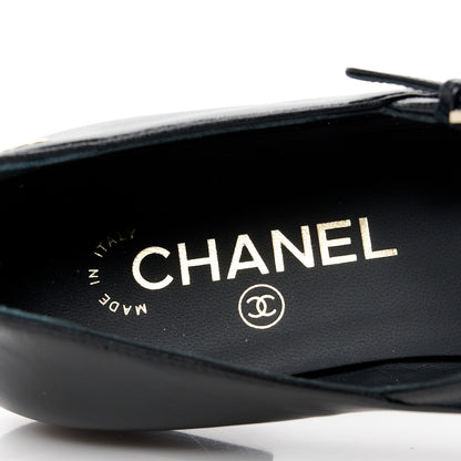 Chanel Goatskin Grosgain Cap Toe CC Mary Jane Flats 37.5 Black 7 of 9
