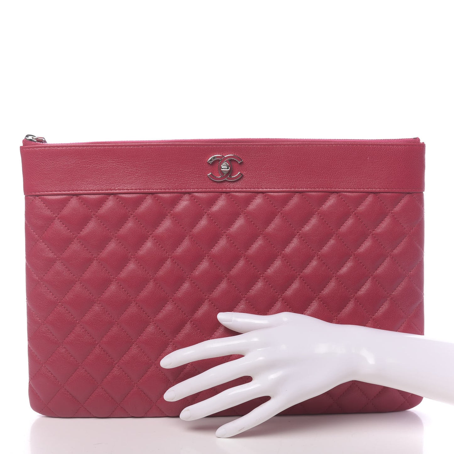 Lambskin Quilted Large Vintage Mademoiselle Cosmetic Case Red