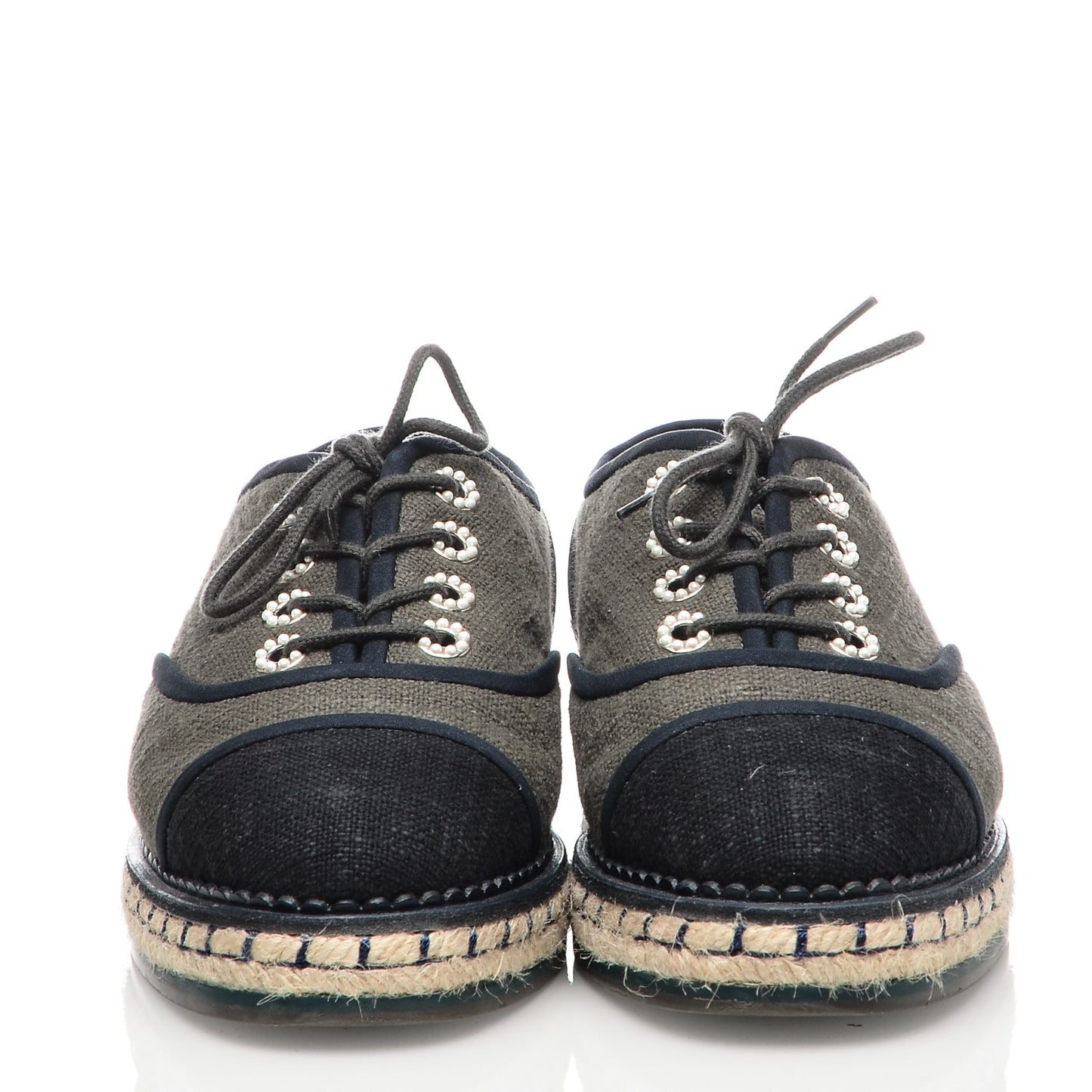 Cotton Lace Up Espadrilles 37 Dark Green Black