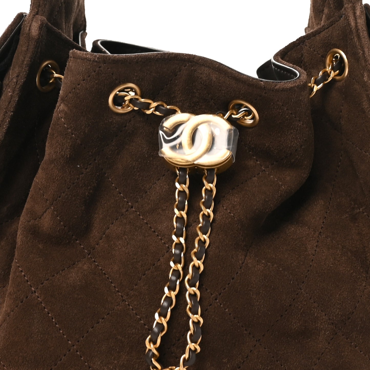 Suede Quilted Small Chanel 25 Handbag Dark Brown