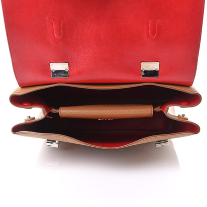 Prada Saffiano Cuir Convertible Top Handle Tote Caramel 5 of 13