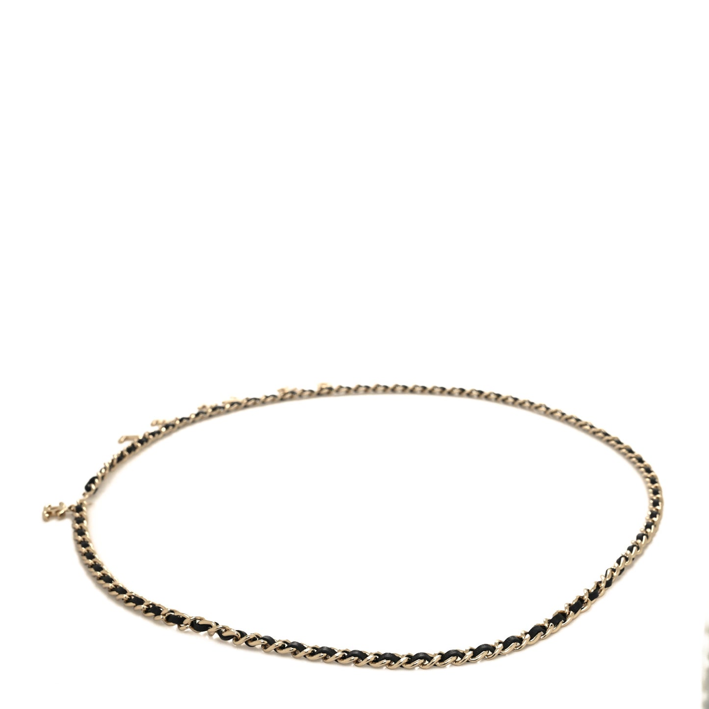Lambskin Chain Logo Belt Black Gold