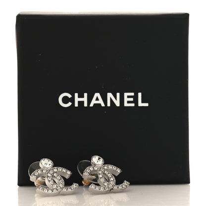 Chanel Crystal CC Earrings Silver 5 of 5
