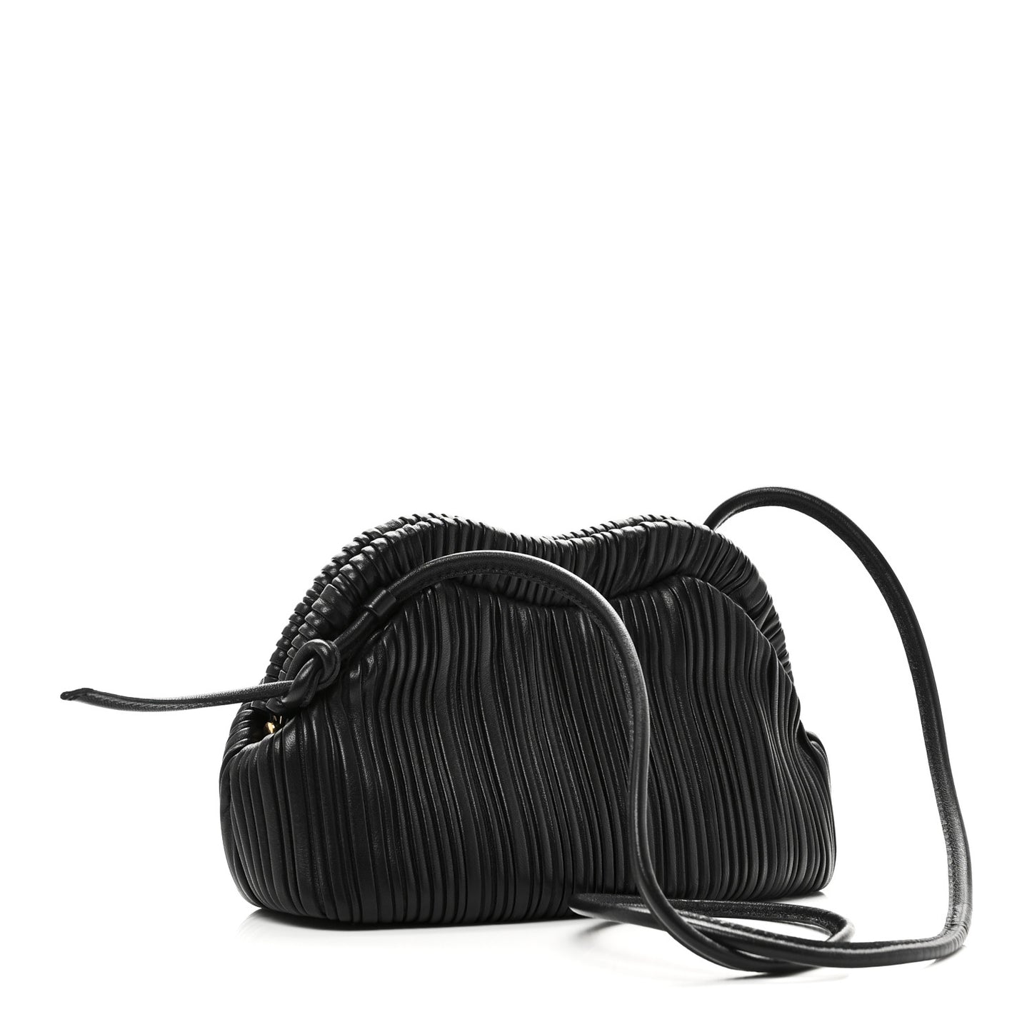 Lambskin Pleated Baci Bag  Black