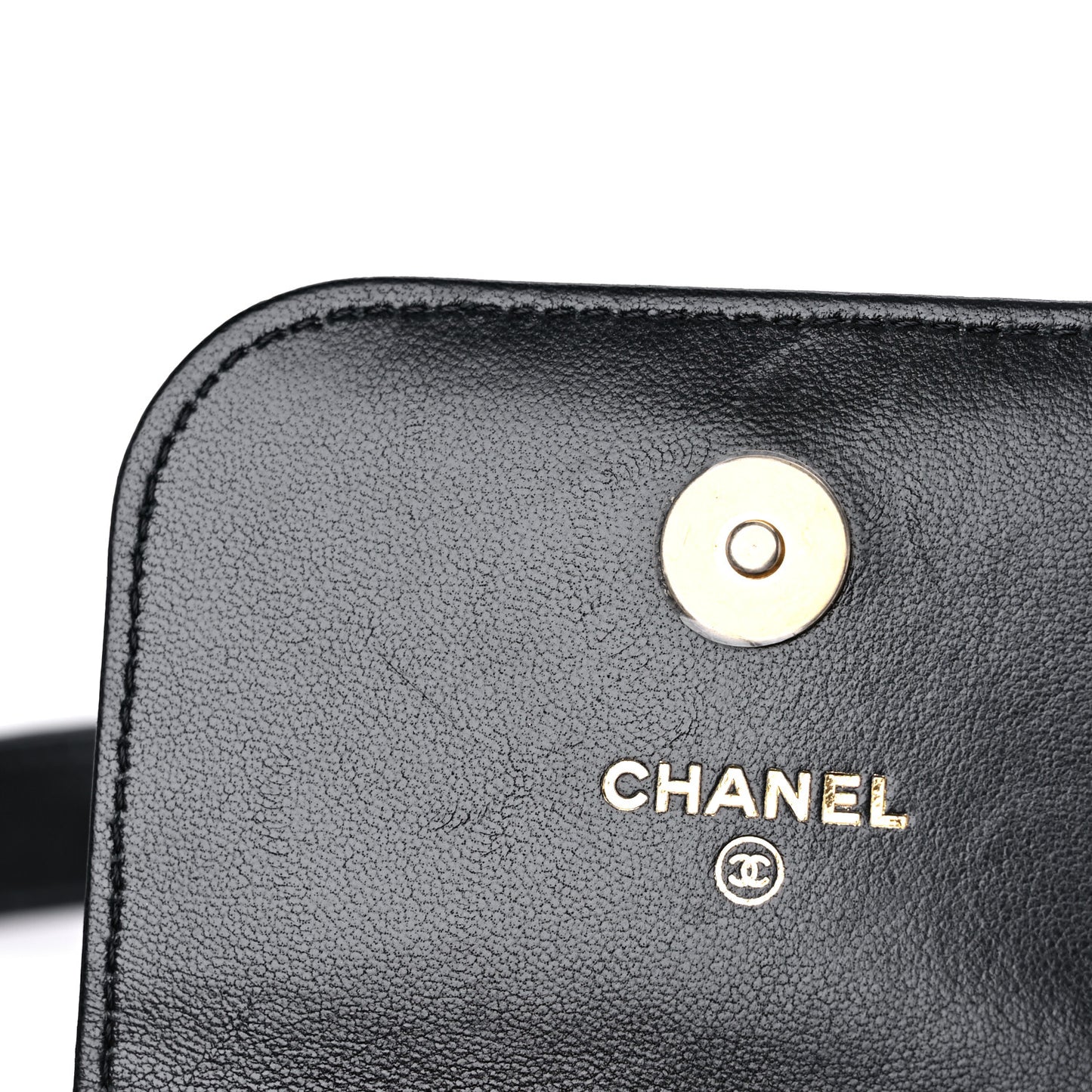 Lambskin Quilted Chanel 19 Phone Holder With Chain Black