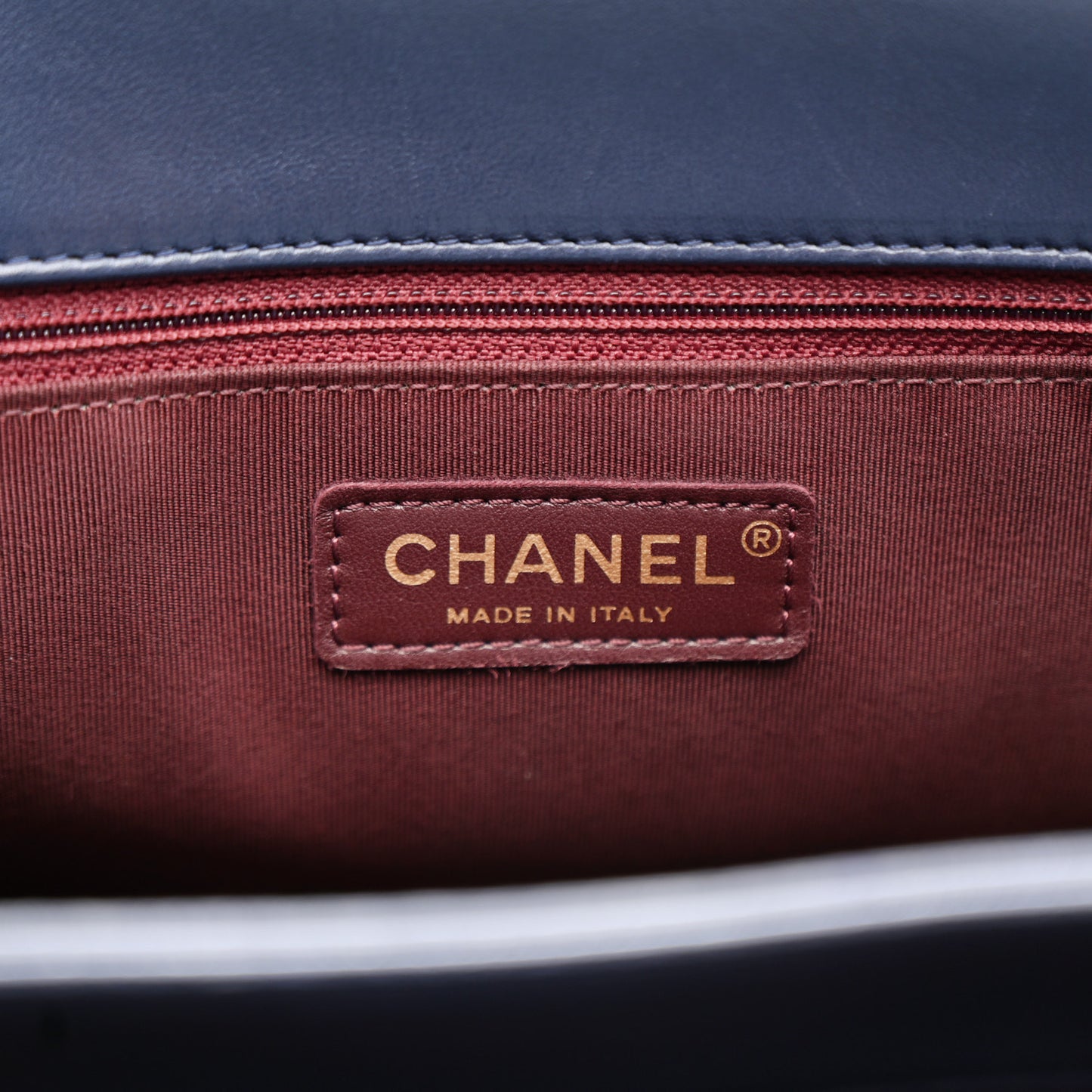 Lambskin Stitched Medium Around The Corner Shopping Tote Deep Marine