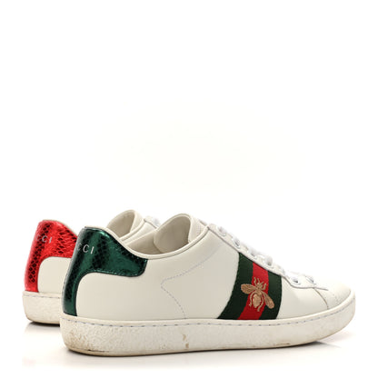 Gucci Calfskin Ayers Bee Embroidered Womens Ace Sneakers 36 White Green 6 of 14