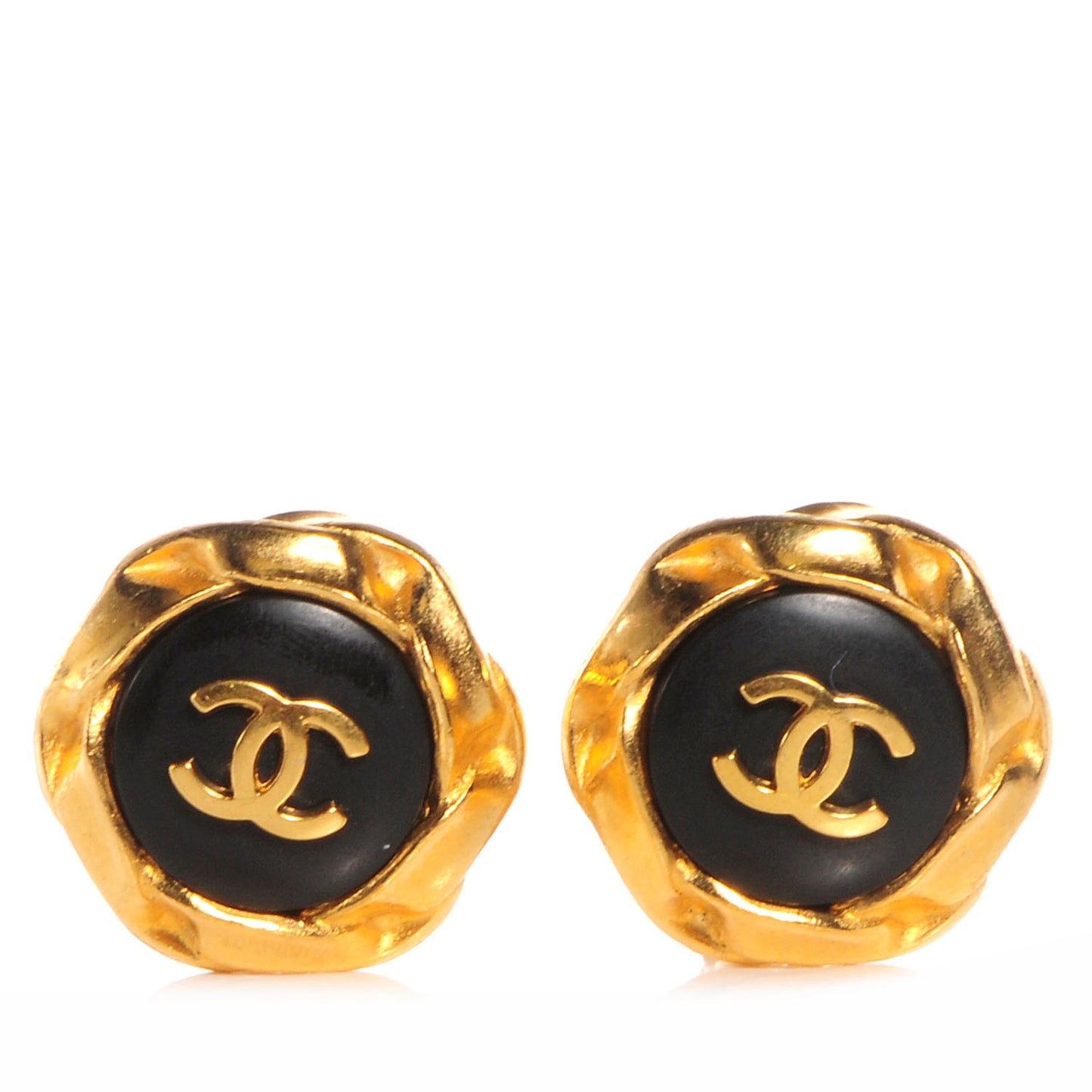 CC Clip On Earrings Black and Gold