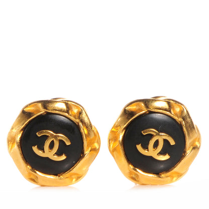 Chanel CC Clip On Earrings Black and Gold 1 of 4