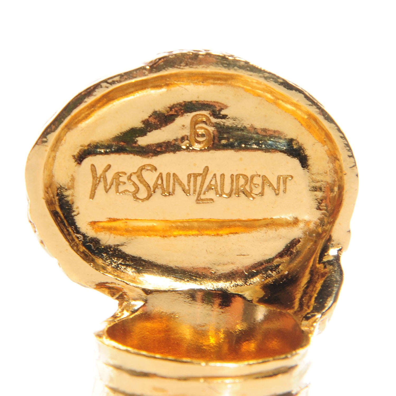 Saint Laurent Glass Cabochon Arty Ovale Ring 6 Gold Turquoise 4 of 5