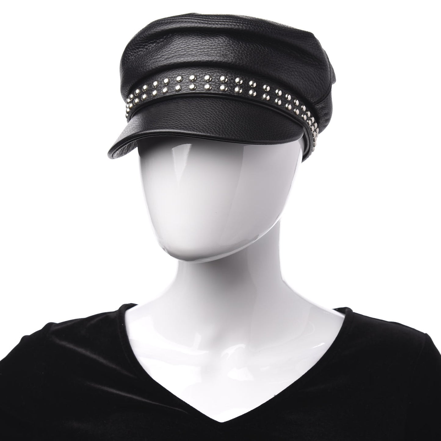 Calfskin Studded Cellarius Hat L Black