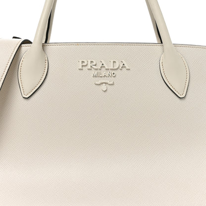Prada Saffiano Cuir Calfskin Medium Monochrome Top Handle Tote White 7 of 9