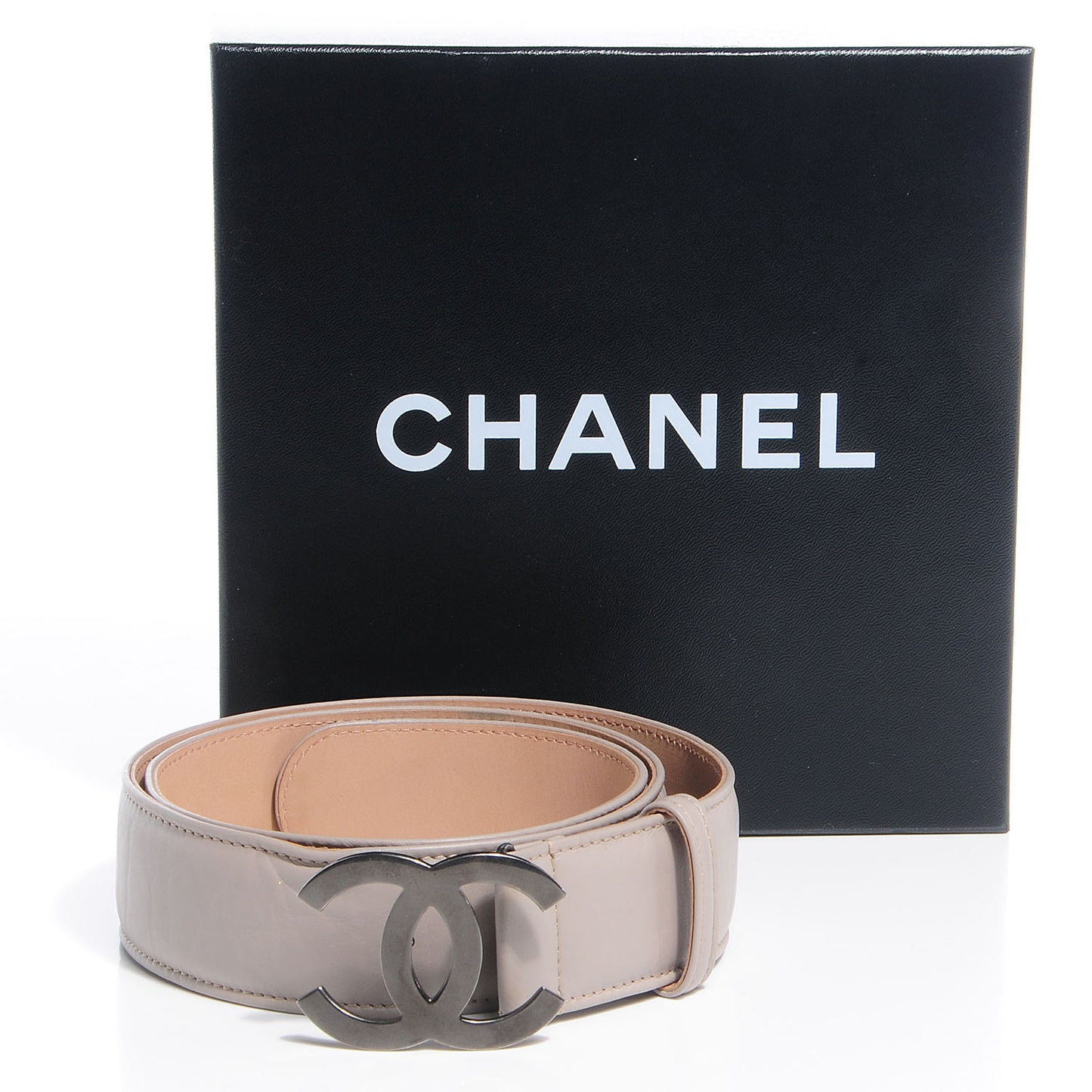 Leather CC Lucky Symbols Belt 90 36 Beige