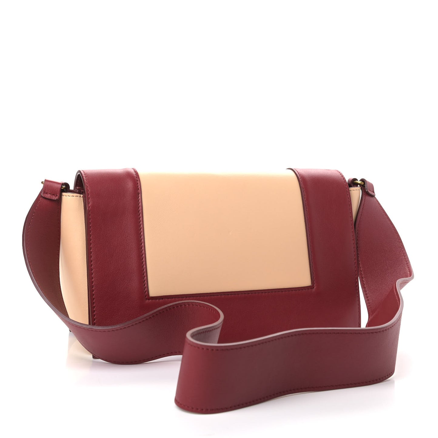 Shiny Smooth Calfskin Medium Frame Shoulder Bag Ruby Nude