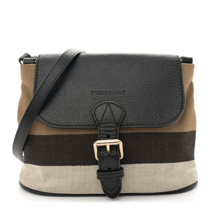 Burberry Mega Check Grainy Calfskin Small Gowan Messenger Bag Black 1 of 11