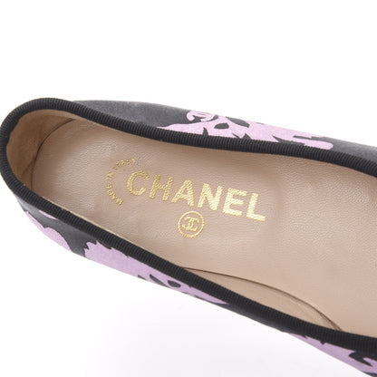 Chanel Glitter Printed Fabric Lambskin Cap Toe Ballerina Flats 38 Black Pink 7 of 7