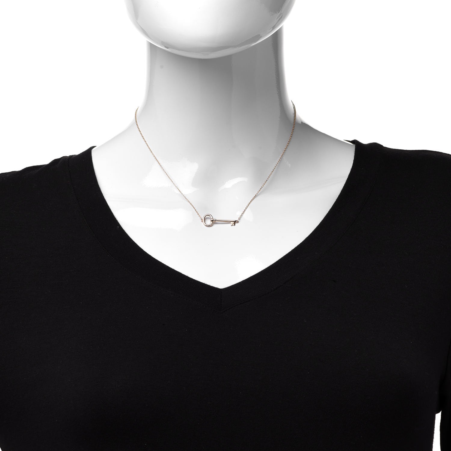 Tiffany 18K Rose Gold Small Oval Key Station Pendant Necklace 3 of 10