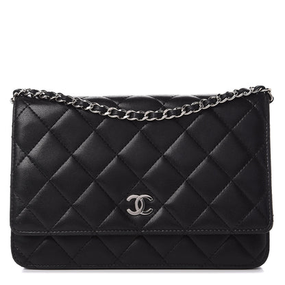 Chanel Lambskin Quilted Wallet On Chain WOC Black 1 of 12