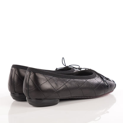 Chanel Lambskin Quilted Cambon Ballerina Flats 37.5 Black 4 of 9