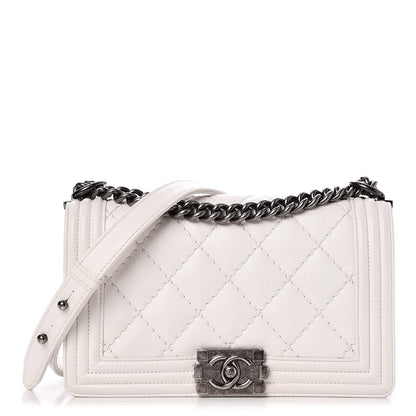 Chanel Calfskin Double Stitch Medium Boy Flap White 1 of 9