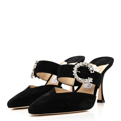 Jimmy Choo Suede Crystal Marta 90 Mules 38 Black 3 of 8