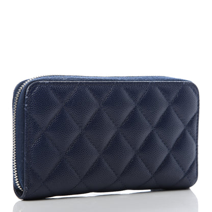 Chanel Caviar Quilted Small Zip Around Wallet Navy 3 of 10