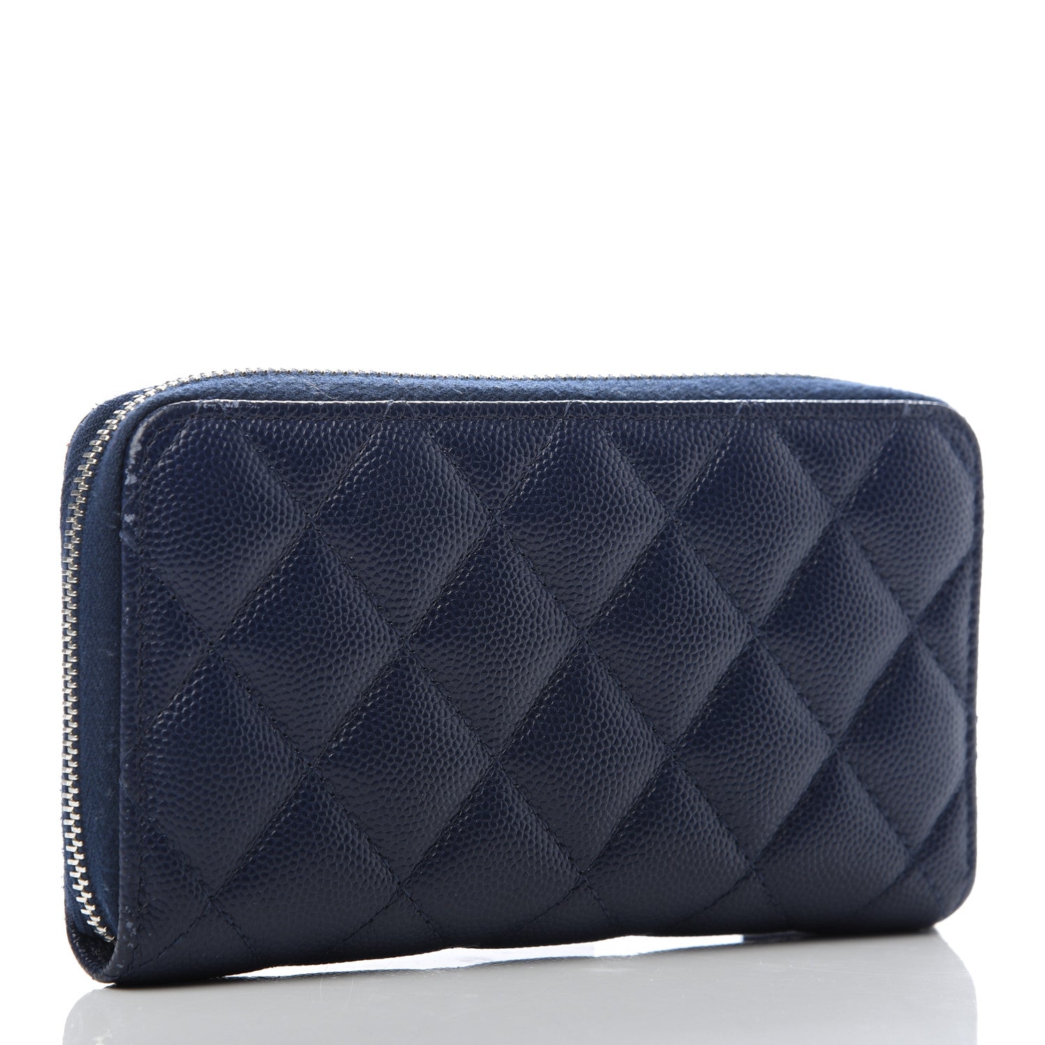 Chanel Caviar Quilted Small Zip Around Wallet Navy 3 of 10