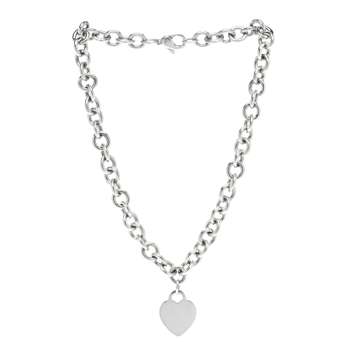 Sterling Silver Heart Tag Necklace