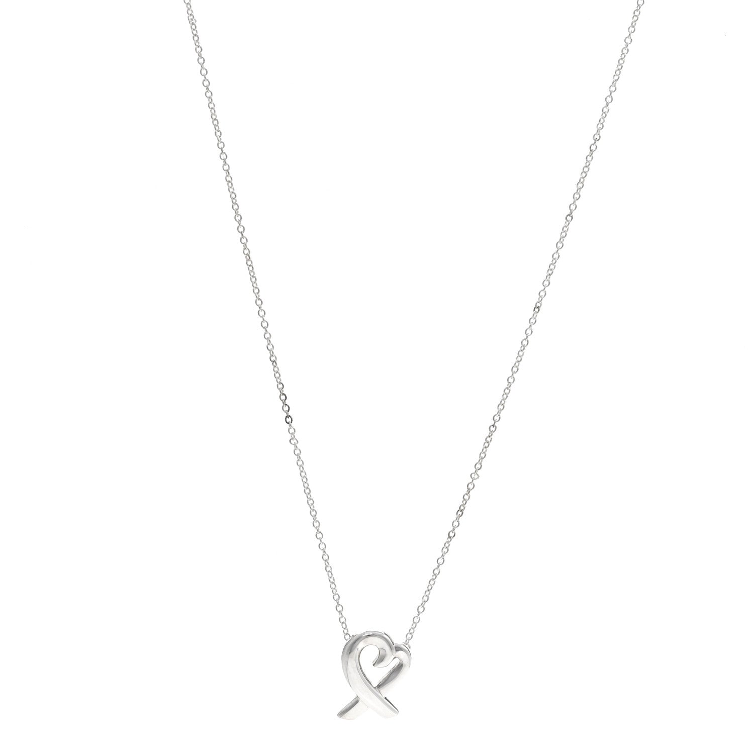 Tiffany Sterling Silver Small Paloma Picasso Loving Heart Pendant Necklace 1 of 6
