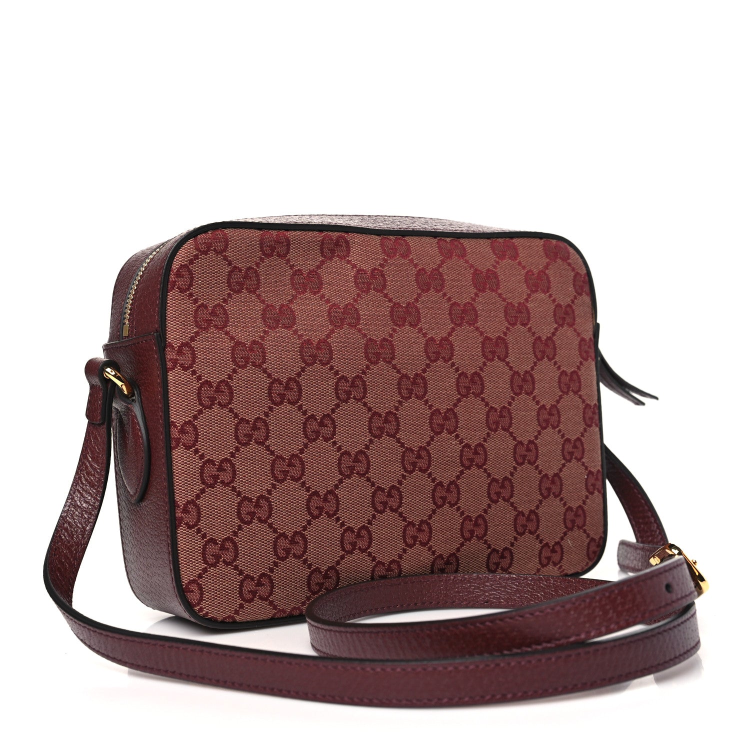 Gucci Monogram Textured Dollar Calfskin Small Horsebit 1955 Shoulder Bag Sahara Rubino Chardonnay 3 of 11