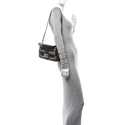 Fendi Fabric Jacquard FF 1974 Crystal Embellished Baguette Tobacco Moro Multicolor 2 of 10
