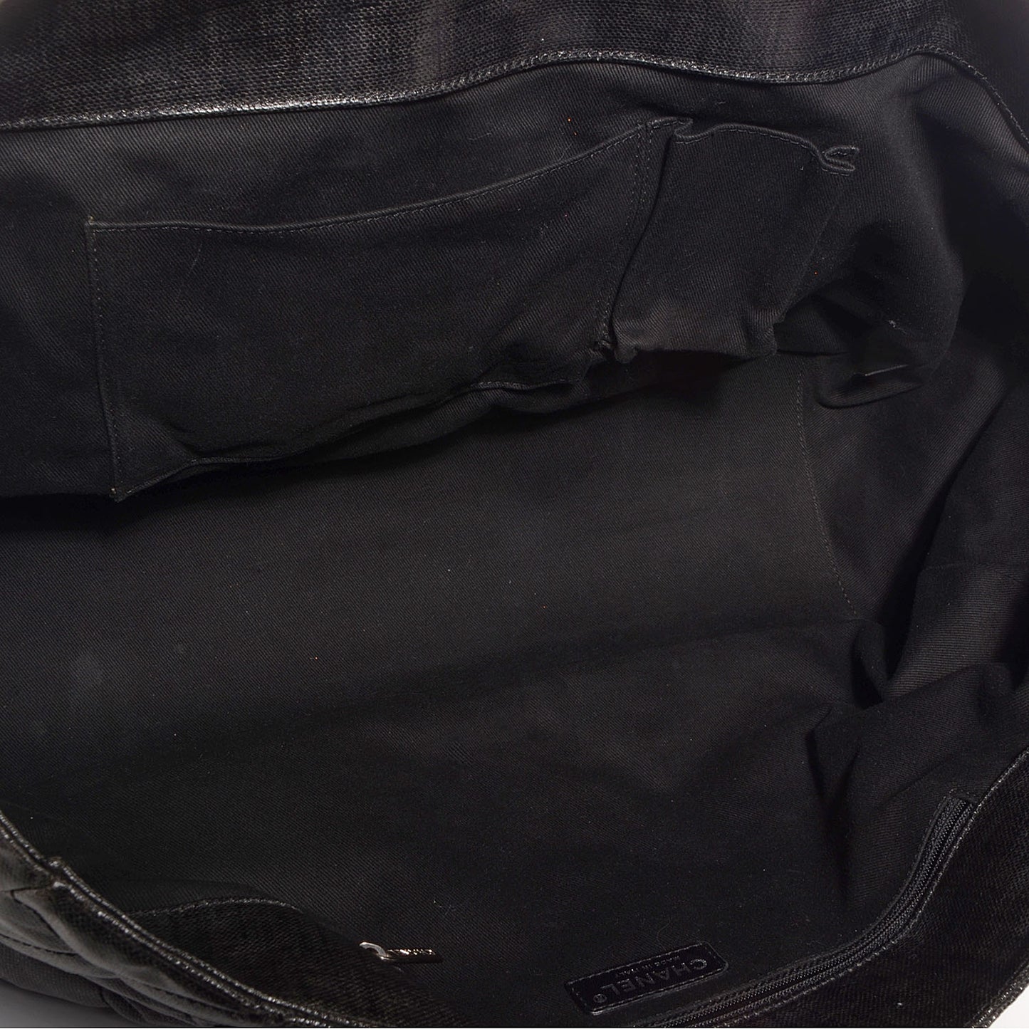 Coated Canvas Large CC Tote Black White