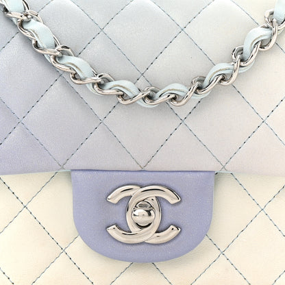 Chanel Perforated Lambskin Quilted Mini Rectangular Flap Light Blue Light Purple White 8 of 15
