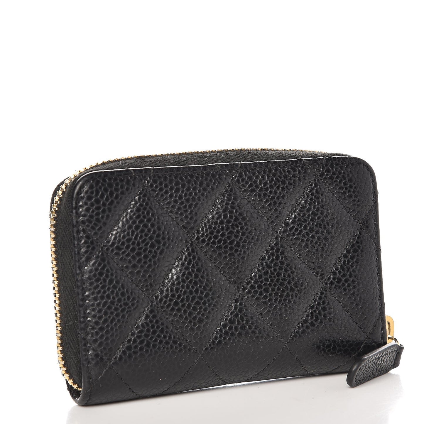 Caviar Quilted Zip Coin Purse Black