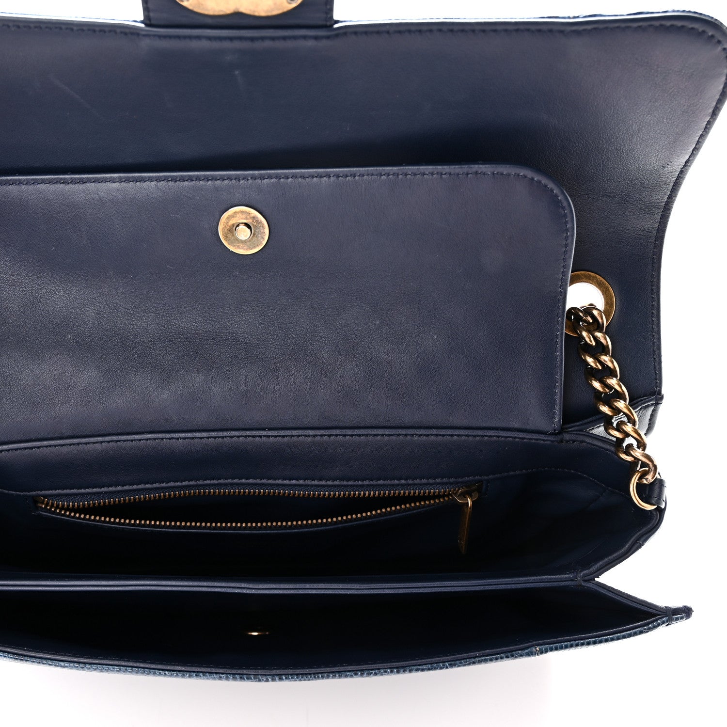 Chanel Lizard Lambskin Quilted Large Perfect Edge Flap Blue 5 of 10