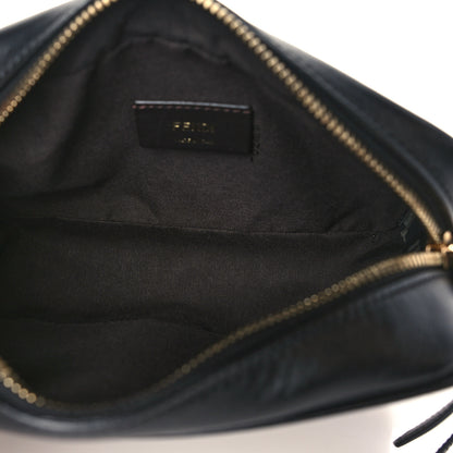 Fendi Glazed Fabric Vitello Century FF 1974 Stamp Patch Mini Camera Case Mogano Panna Black 5 of 10
