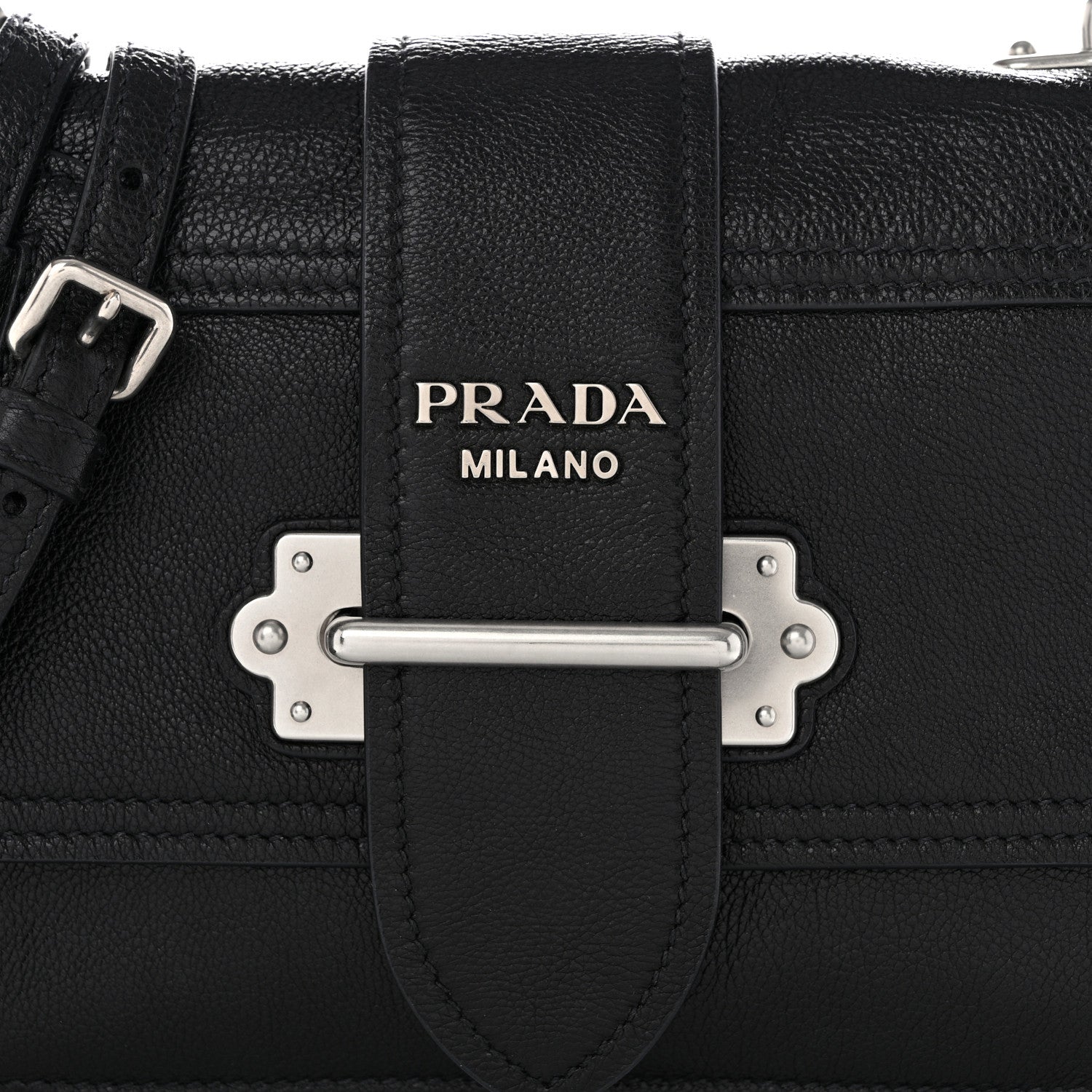 Prada Glace Calf Large Soft Cahier Bag Black Astrale 10 of 13