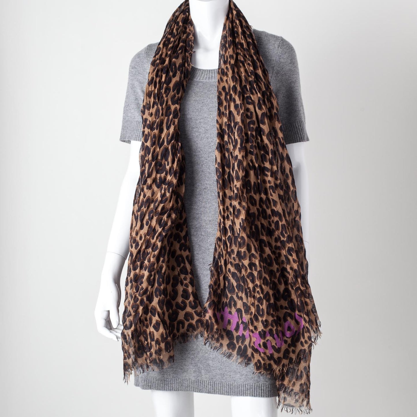 Cashmere Silk Leopard Etole Stole