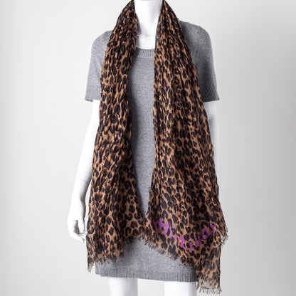 Louis Vuitton Cashmere Silk Leopard Etole Stole 2 of 4