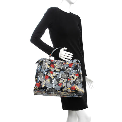 Fendi Calfskin Orchid Large Peekaboo Iconic Satchel Black Multicolor 3 of 8