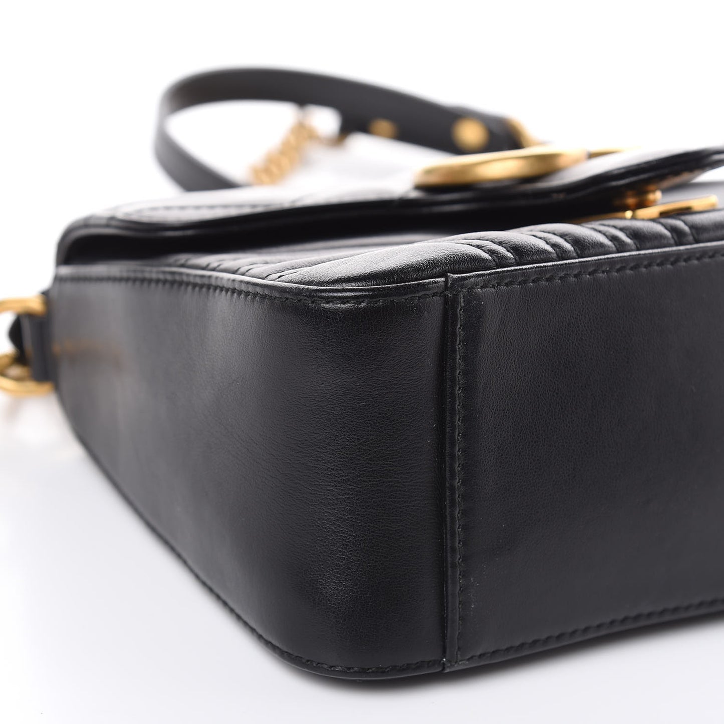 Calfskin Matelasse Mini GG Marmont Top Handle Shoulder Bag Black