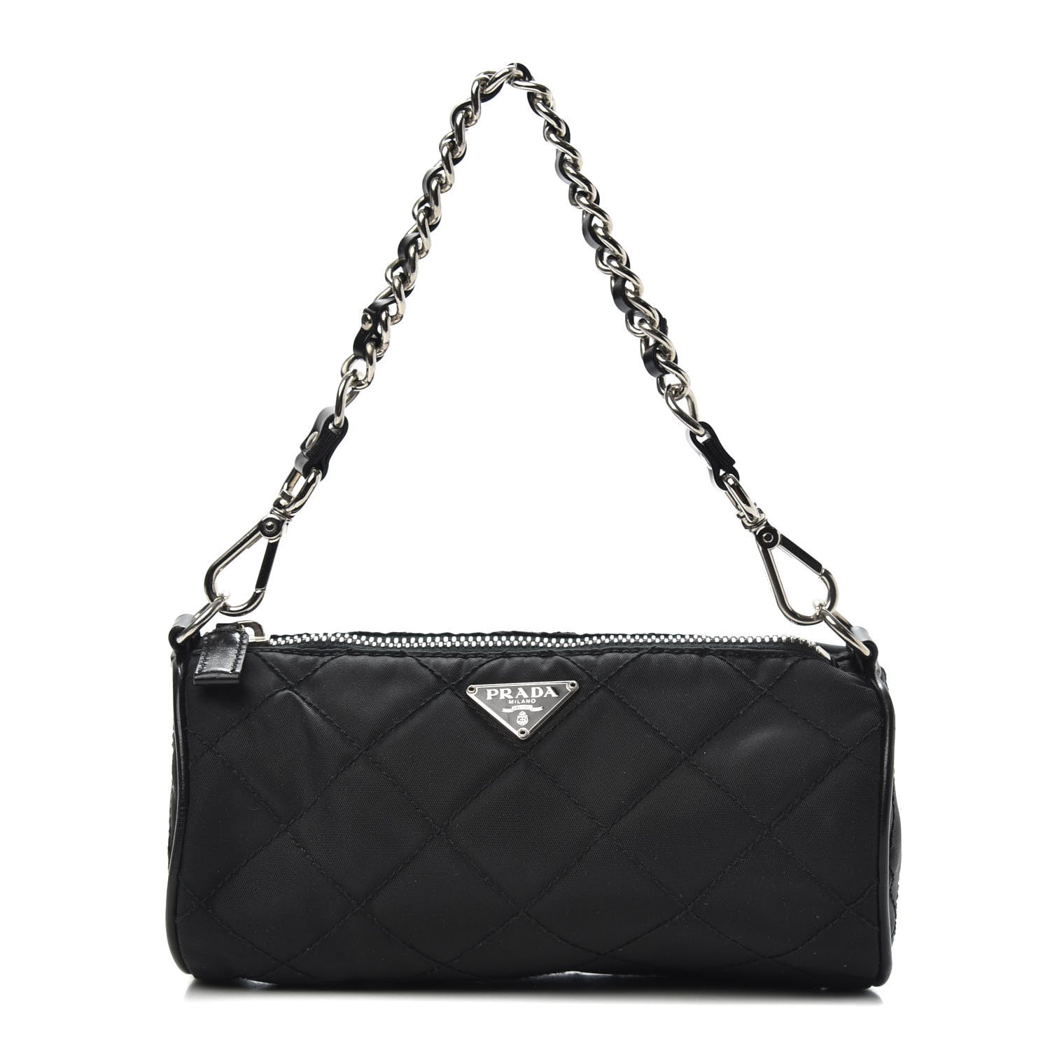 Prada Tessuto Nylon Impunturato Quilted Chain Pochette Black 1 of 9