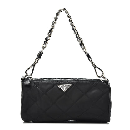 Prada Tessuto Nylon Impunturato Quilted Chain Pochette Black 1 of 9