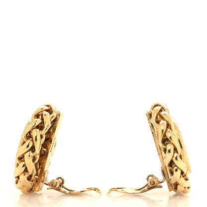 Chanel Metal Round CC Wheat Clip On Earrings Gold 3 of 5