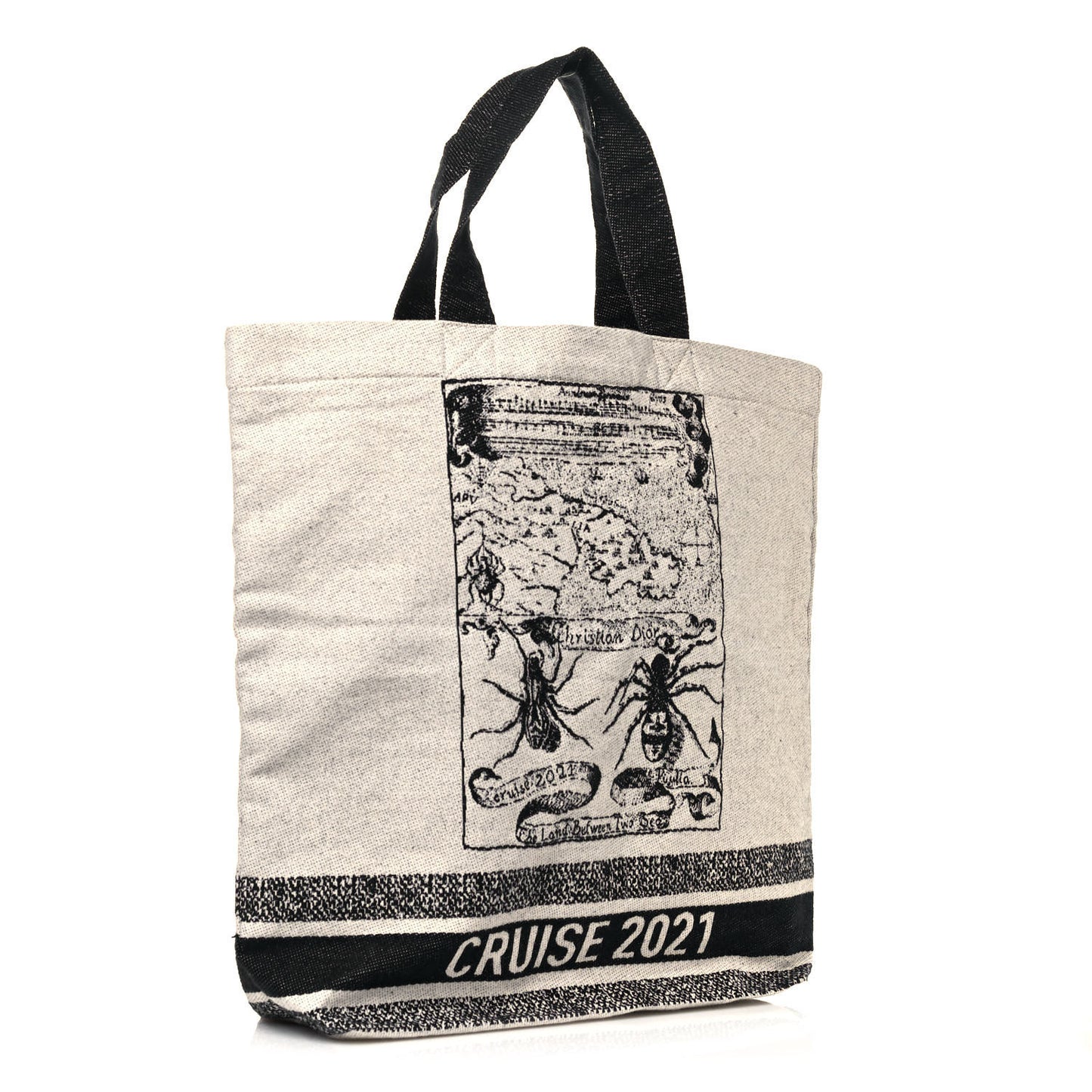 Canvas Print Cruise Tote Ivory Black