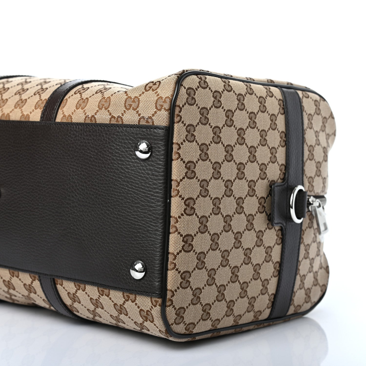 Gucci Monogram Dollar Calfskin Boston Duffle Bag Beige Ebony Testa di Moro Marrone Scuro 10 of 10