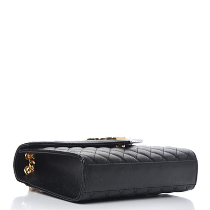 Saint Laurent Grain De Poudre Textured Mixed Matelasse Triquilt Medium Monogram Satchel Black 4 of 11